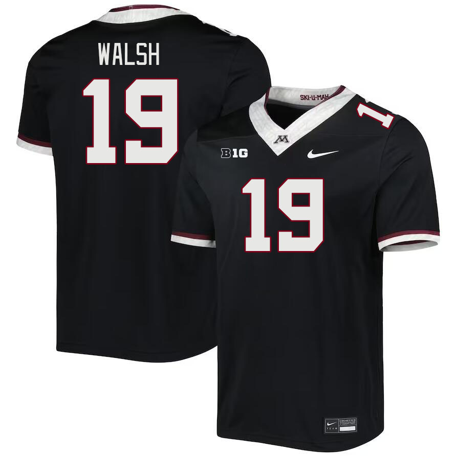 Men #19 Pierce Walsh Minnesota Golden Gophers College Football Jerseys Stitched Sale-Black